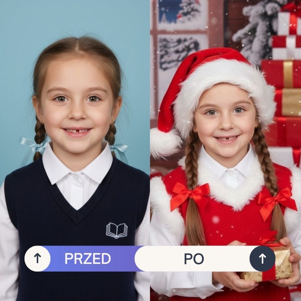 Mikołajkowa sesja zdjęciowa za pomocą AI w PixiFixi