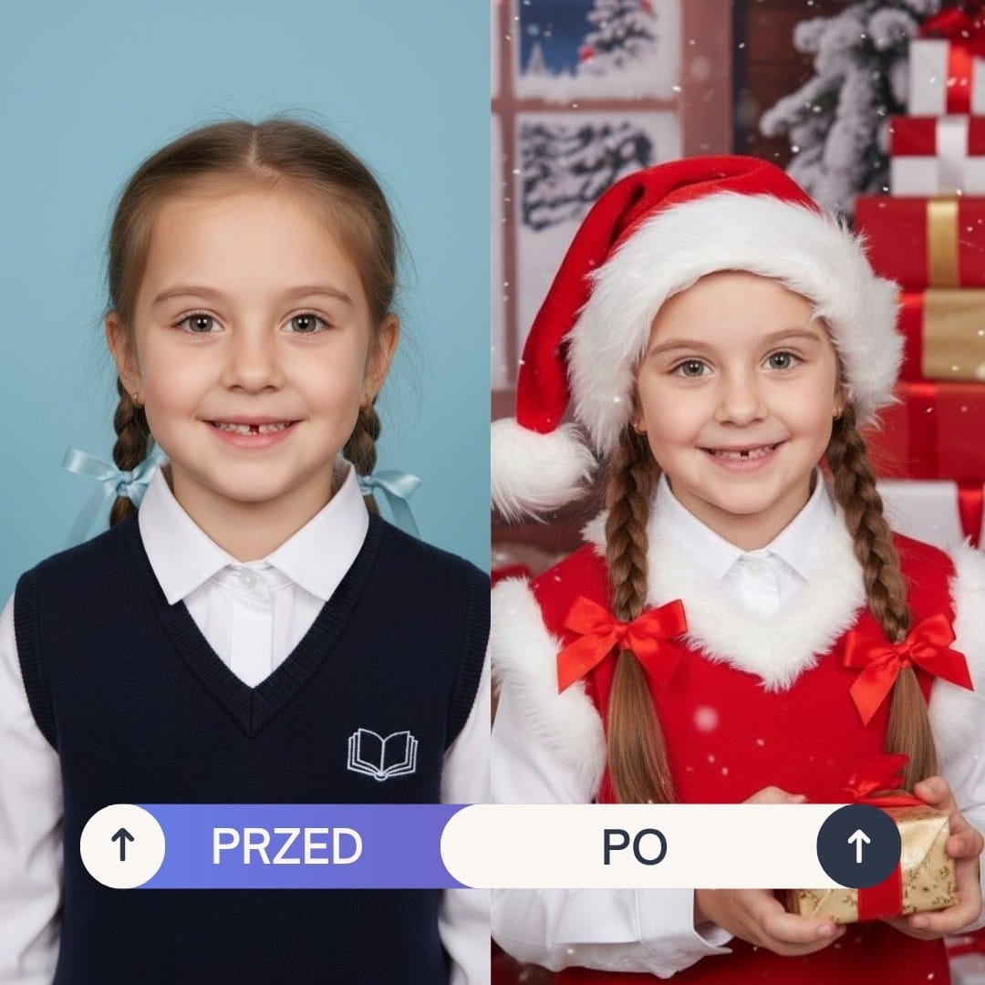 Mikołajkowa sesja zdjęciowa za pomocą AI w PixiFixi