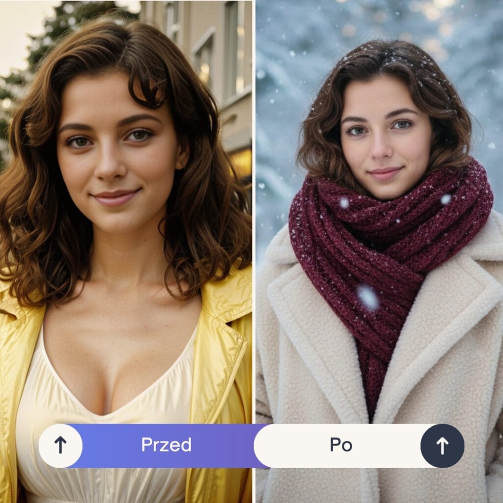 Sesja zimowa AI. Stwórz zimowe zdjęcia bez śniegu i mrozu w PixiFixi