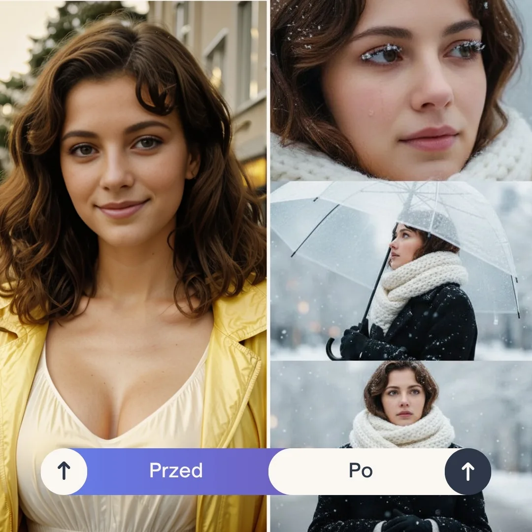 Sesja zimowa AI. Stwórz zimowe zdjęcia bez śniegu i mrozu w PixiFixi