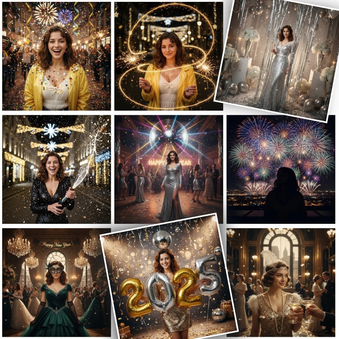 Nowy Rok 2026. Przerób zdjęcie na sylwestrowo-noworoczne. 50 gotowych propozycji w PixiFixi AI