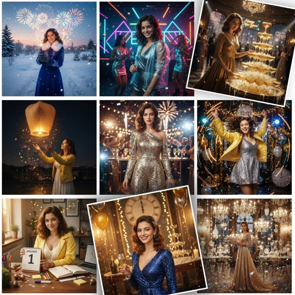 Nowy Rok 2026. Przerób zdjęcie na sylwestrowo-noworoczne. 50 gotowych propozycji w PixiFixi AI.