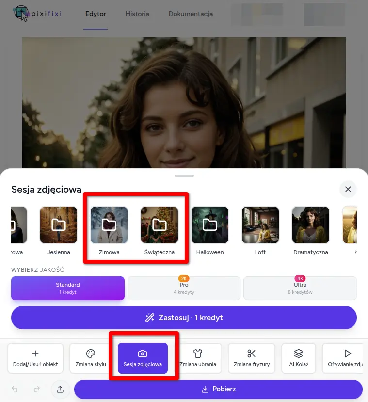 Jak wykonać świąteczną sesję zdjęciową w PixiFixi — instrukcja krok po kroku