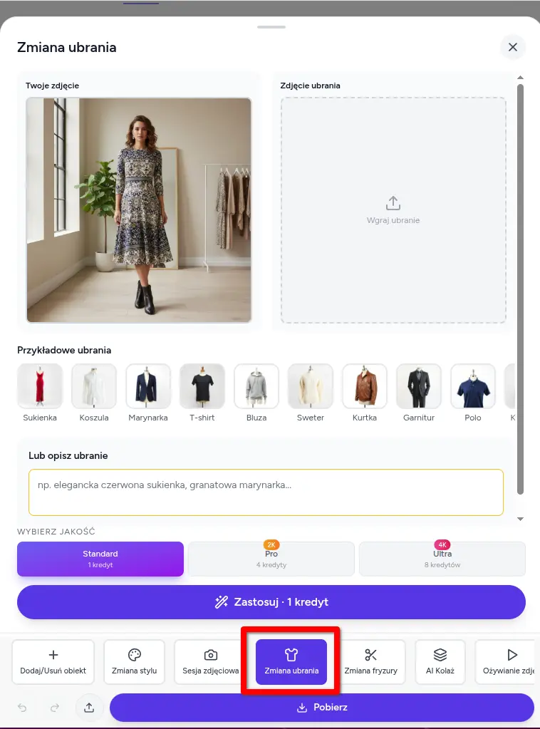 Zmiana ubrania na zdjęciu online - nowa funkcja w PixiFixi AI!