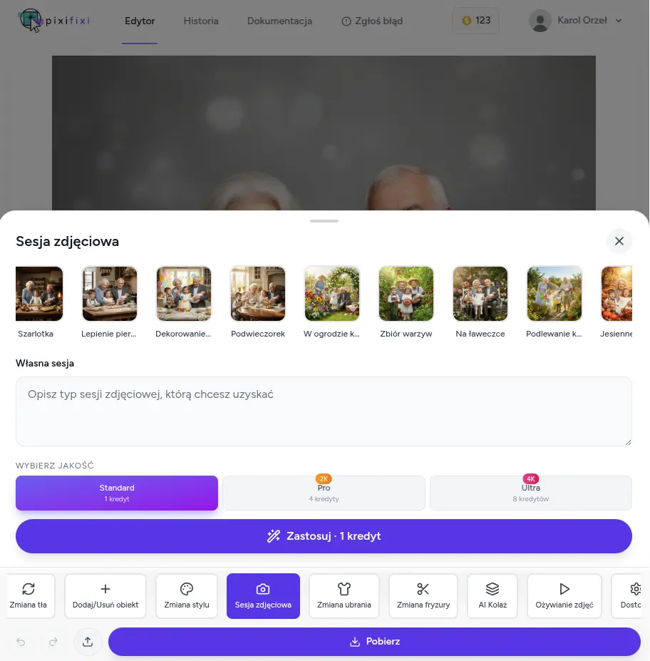 Okno programu PixiFixi