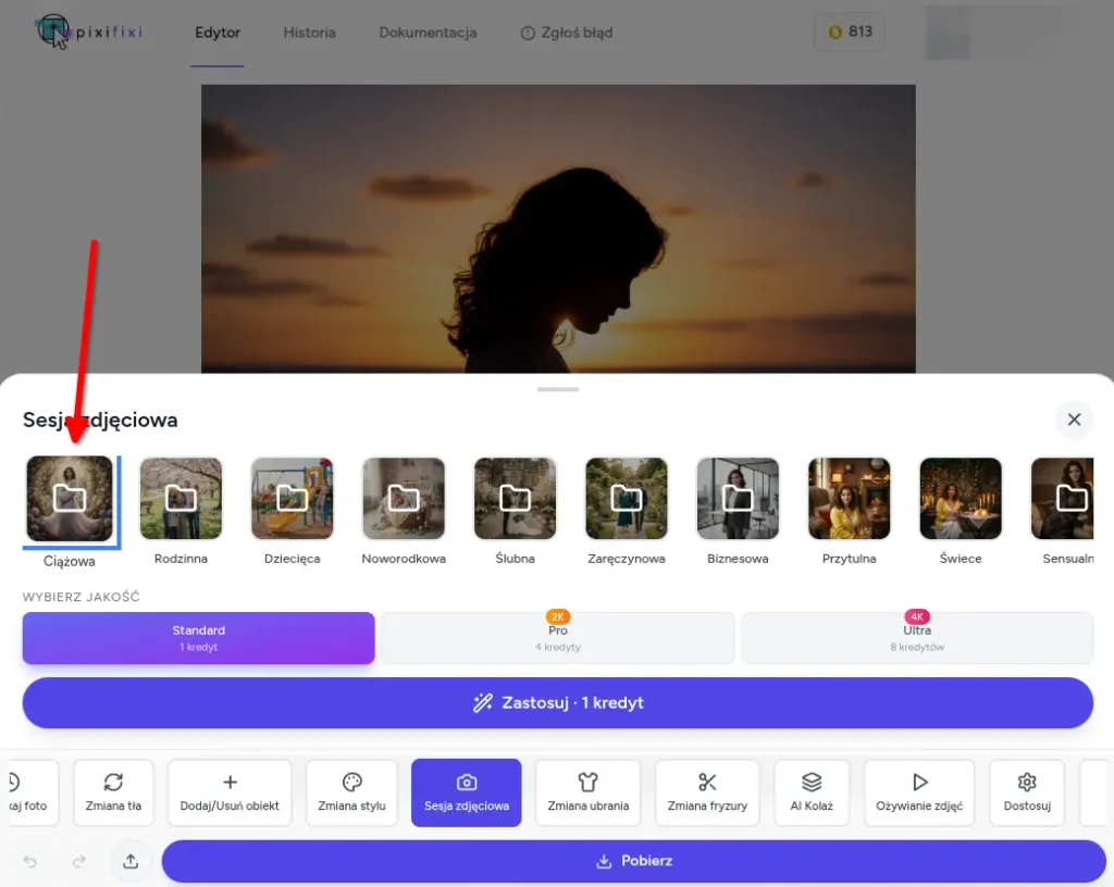 Jak stworzyć sesję ciążową w PixiFixi krok po kroku
