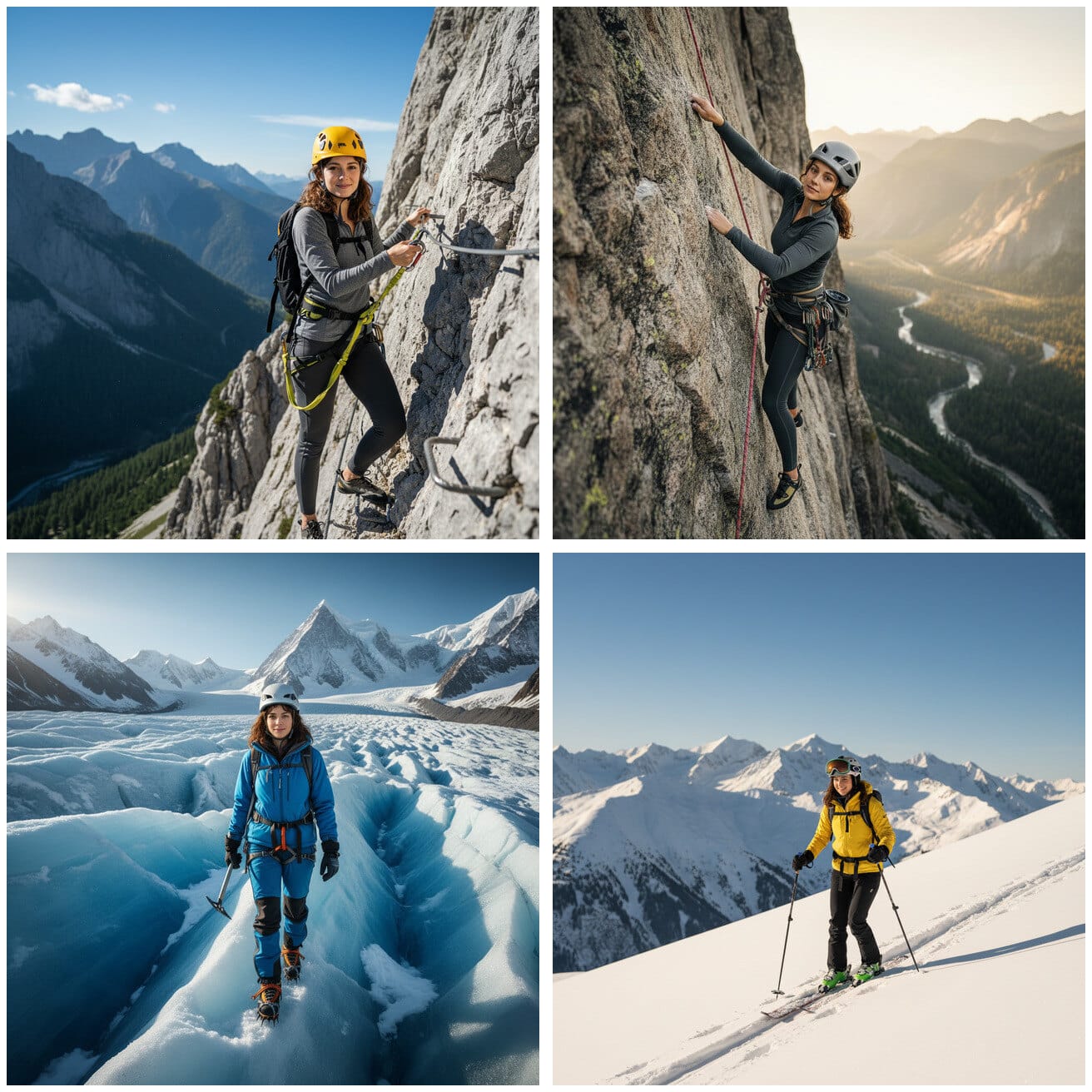 Sesja w górach AI — via ferrata, wspinaczka skałkowa, lodowiec i skitury